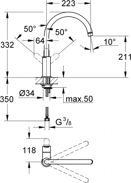 Grohe BauEdge 31367000 Eviye Bataryası