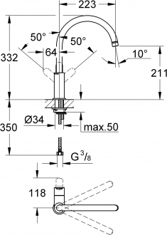 Grohe BauEdge 31367000 Eviye Bataryası