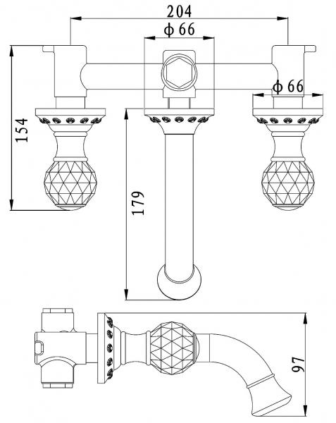 Penta Anatolia Gold Cyristal 3507 Lavabo Bataryası