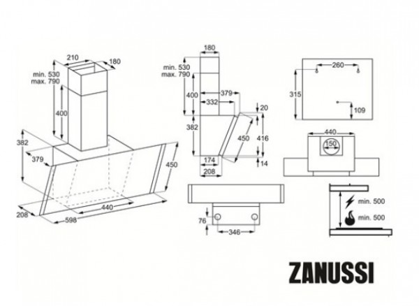 Zanussi ZHV64450BA Davlumbaz