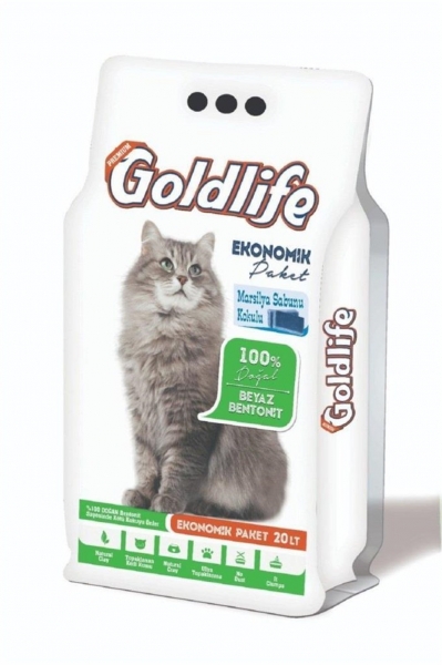 Goldlife Ekonomik Marsilya Sabunlu ince taneli 20 Lt Kedi Kumu