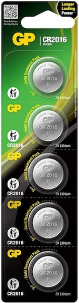 GP CR2016 5'li Düğme Pil