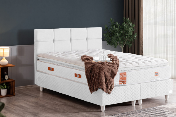 Setay Gümüş Real Pedli 90x200 Baza+Başlık+Yatak Seti