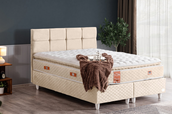Setay Gümüş Real Pedli 100x200 Baza+Başlık+Yatak Seti