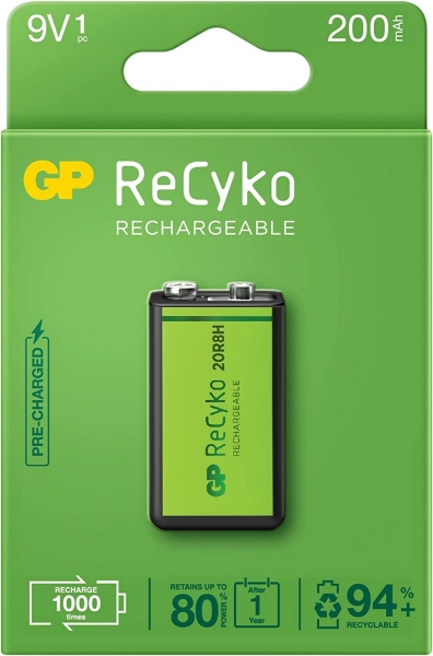 GP ReCyko 9V 200mAh Dikdörtgen Pil
