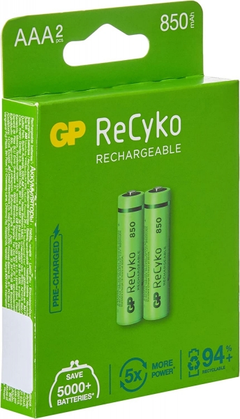 GP ReCyko AAA 850mAh 2'li İnce Kalem Pil
