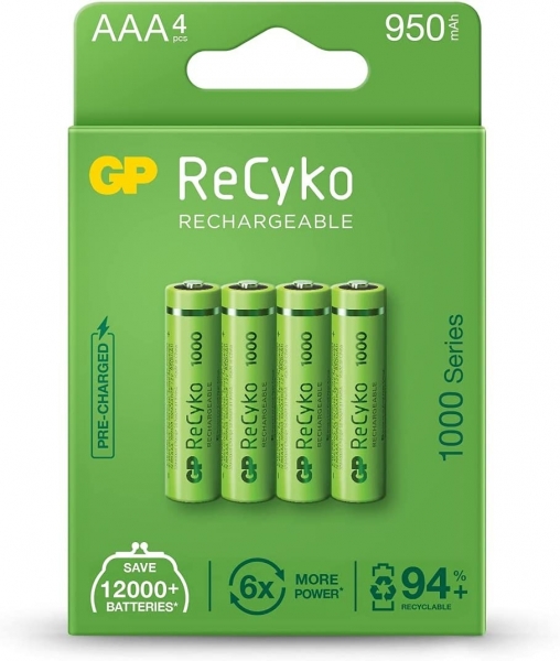GP ReCyko AAA 950 mAh 4'lü İnce Kalem Pil