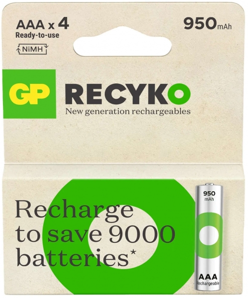 GP ReCyko AAA 950 mAh 4'lü İnce Kalem Pil