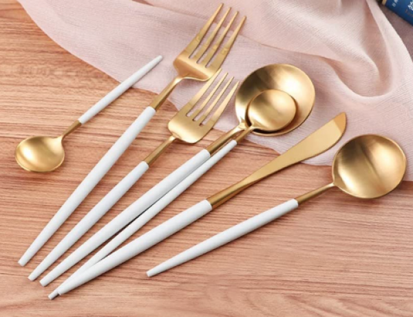 DMR Life Mat Beyaz Gold 72 Parça Çatal Kaşık Bıçak Takımı
