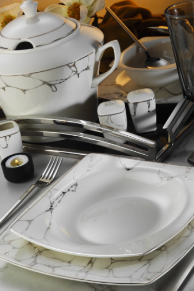 Kütahya Porselen Bone Mare 12261 62 Parça Yemek Takımı