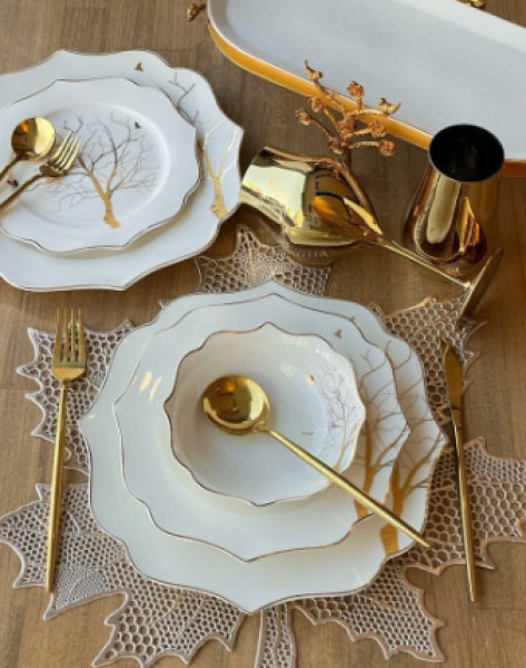 Rossev Modern Arbol Bird 24 Parça Yemek Takımı