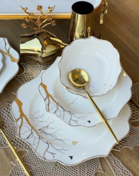 Rossev Modern Arbol Bird 24 Parça Yemek Takımı