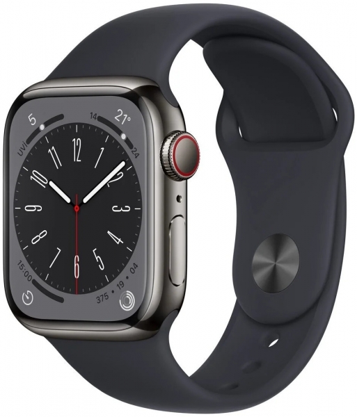 Apple Watch Series 8 Cellular 41mm Paslanmaz Çelik Kasa ve Spor Kordon Akıllı Saat