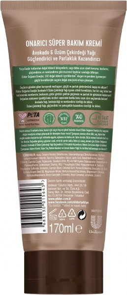 Elidor Doğanın Enerjisi Avokado ve Üzüm Çekirdeği Yağı 170 ml Saç Kremi