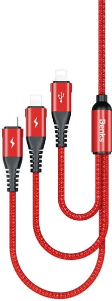 Benks D25 3in1 Lightning Micro Şarj Kablosu