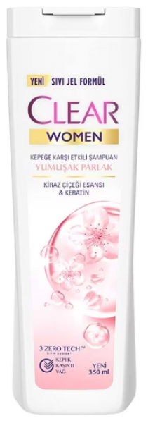 Clear Women Kepeğe Karşı Etkili Yumuşak Parlak Kiraz Çiçeği & Keratin 350 ml Şampuan