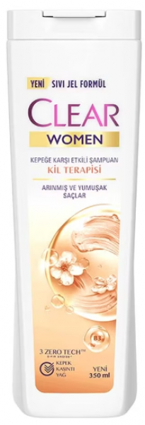 Clear Women Kepeğe Karşı Etkili Kil Terapisi Arınmış ve Yumuşak Saçlar 350 ml Şampuan