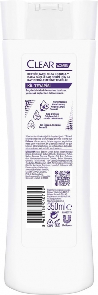 Clear Women Kepeğe Karşı Etkili Kil Terapisi Arınmış ve Yumuşak Saçlar 350 ml Şampuan