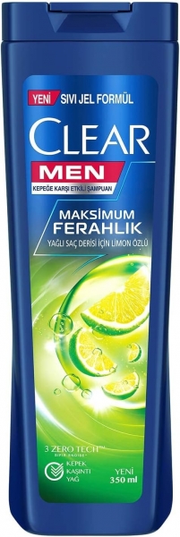 Clear Men Kepeğe Karşı Etkili Maksimum Ferahlık Yağlı Saç Derisi İçin Limon Özlü 350 ml Şampuan