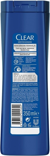 Clear Men Kepeğe Karşı Etkili Maksimum Ferahlık Yağlı Saç Derisi İçin Limon Özlü 350 ml Şampuan