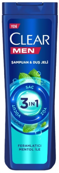 Clear Men 3 in 1 Ferahlatıcı Mentol 350 ml 3'ü 1 Arada