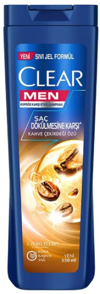 Clear Men Kepeğe Karşı Etkili Saç Dökülmesine Karşı Kahve Çekirdeği Özü 350 ml Şampuan