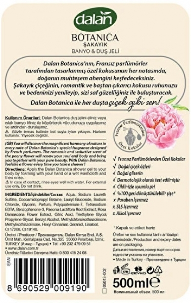 Dalan Botanica Şakayık 500 ml Duş Jeli