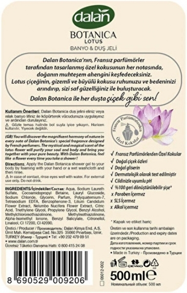 Dalan Botanica Lotus 500 ml Duş Jeli