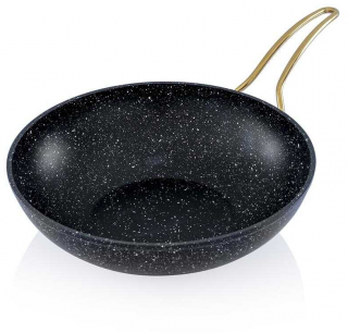 Acar Nostalji Granit Gold Kulplu Wok Tava 28 cm