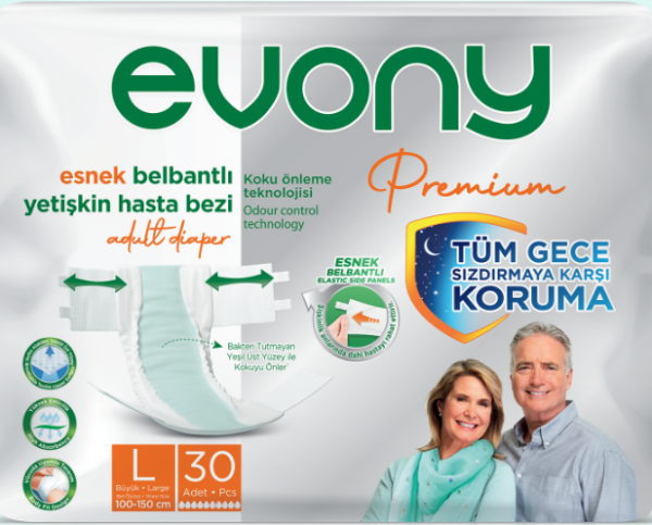 Evony Premium Large Esnek Belbantlı Yetişkin Bezi 30 Adet