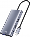 DM CHB055 Type-C to HDMI VGA RJ45 USB 3.0 AUX PD TF SD resim