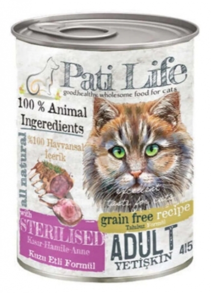 Pati Life Sterilised Kuzu Etli 415 gr Kedi Maması