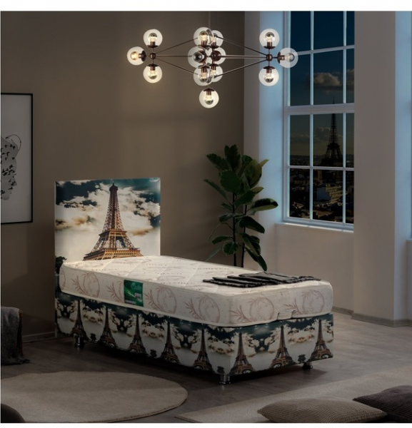 Setay Eyfel 90x190 Baza+Başlık+Yatak Seti