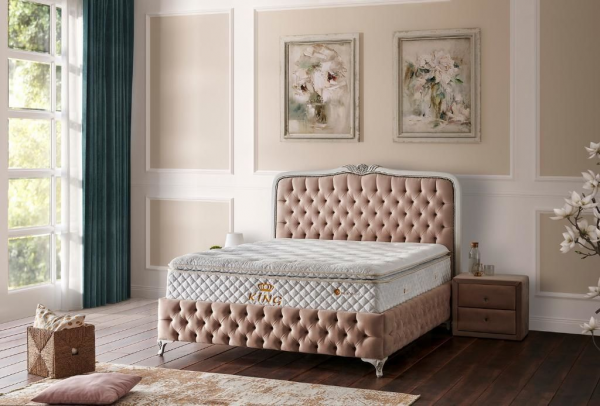 Mobilya Dükkanım King 160x200 Baza+Başlık+Yatak Seti