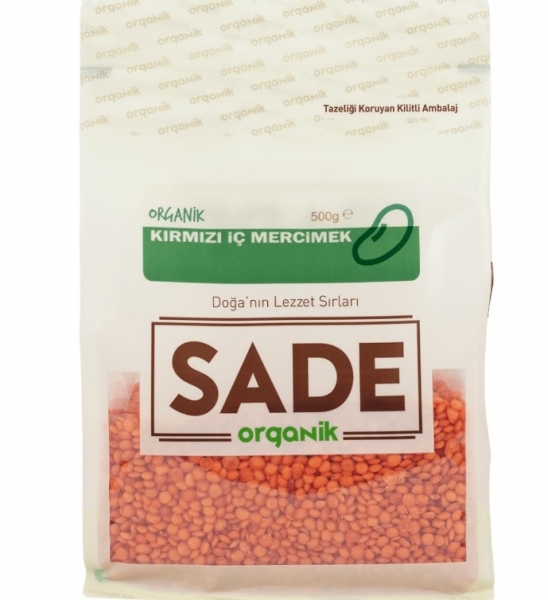 Sade Organik Kırmızı Mercimek 500 gr