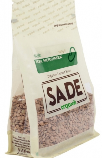 Sade Organik Yeşil Mercimek 500 gr