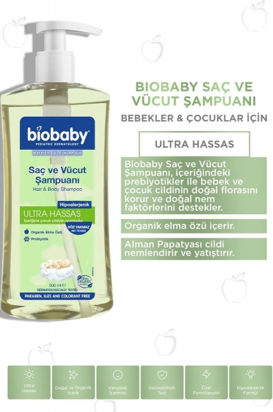 Biobaby Saç ve Vücut Şampuanı 500 ml Şampuan
