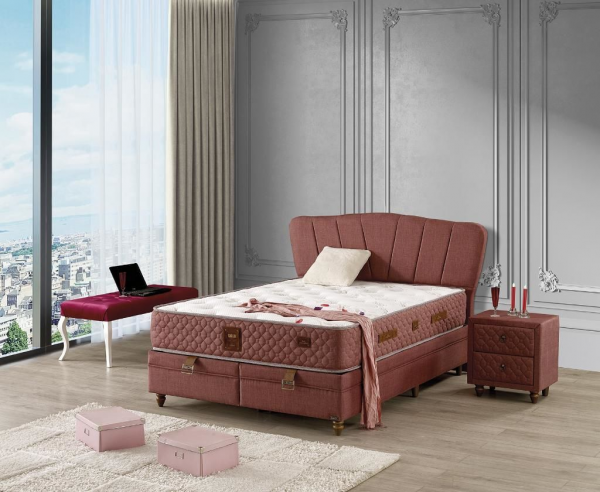 Mobilya Dükkanım Pink 180x200 Baza+Başlık+Yatak Seti