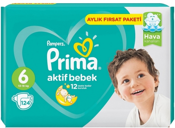 Prima Aktif Bebek 6 Beden 124 Adet Bebek Bezi