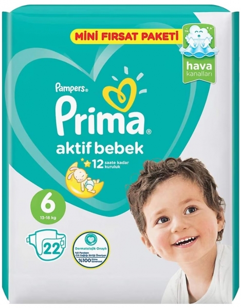 Prima Aktif Bebek 6 Beden 22 Adet Bebek Bezi