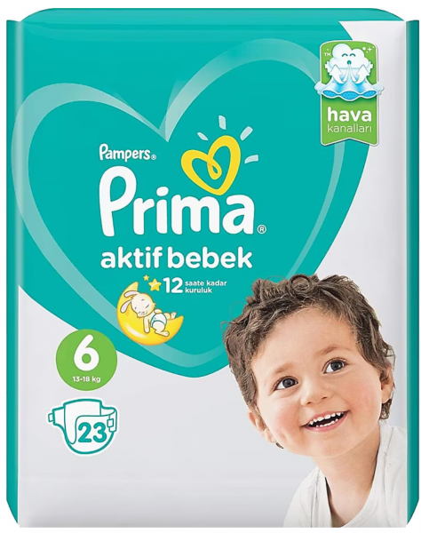 Prima Aktif Bebek 6 Beden 23 Adet Bebek Bezi