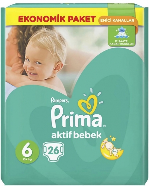 Prima Aktif Bebek 6 Beden 26 Adet Bebek Bezi