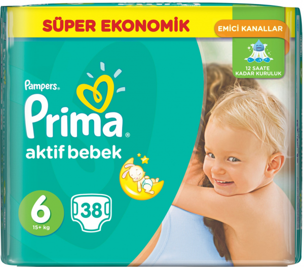 Prima Aktif Bebek 6 Beden 38 Adet Bebek Bezi