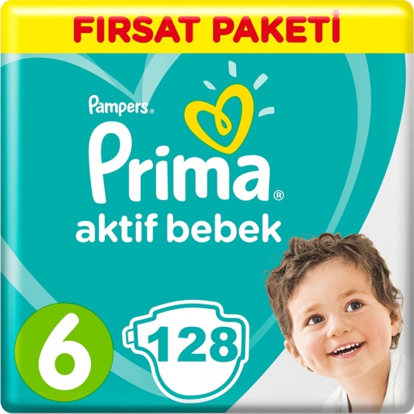 Prima Aktif Bebek 6 Beden 128 Adet Bebek Bezi