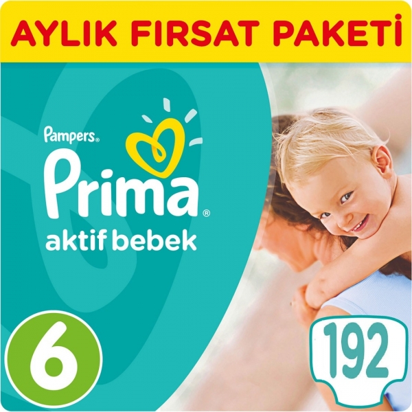 Prima Aktif Bebek 6 Beden 192 Adet Bebek Bezi