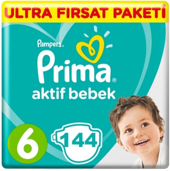 Prima Aktif Bebek 6 Beden 144 Adet Bebek Bezi