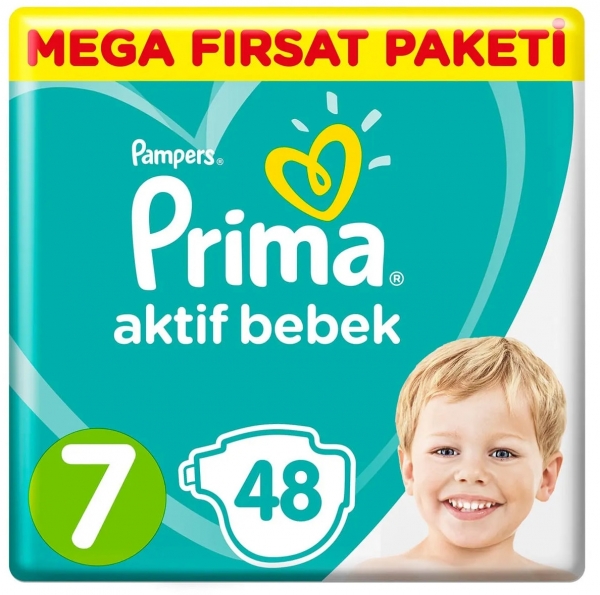 Prima Aktif Bebek 7 Beden 48 Adet Bebek Bezi