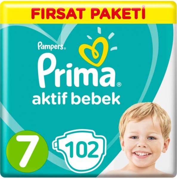 Prima Aktif Bebek 7 Beden 102 Adet Bebek Bezi