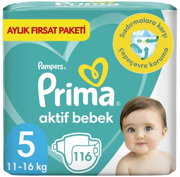 Prima Aktif Bebek 5 Beden 116 Adet Bebek Bezi