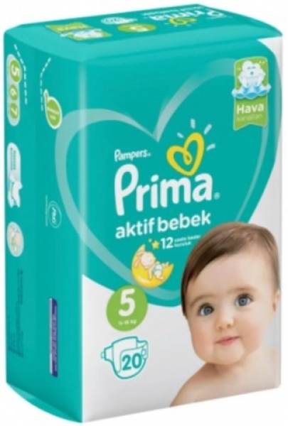 Prima Aktif Bebek 5 Beden 20 Adet Bebek Bezi